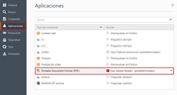 Configuracin en Firefox para visualizar los PDF
